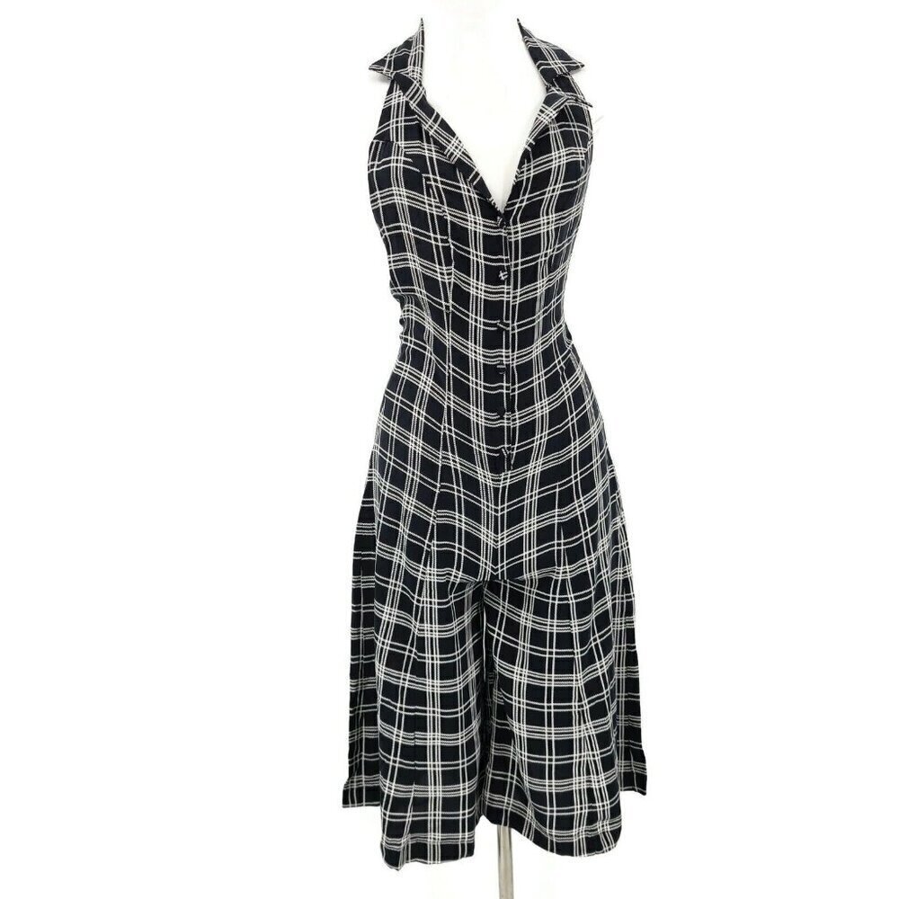 New Vanessa Mooney Cassie Jumper Womens L Black White Plaid